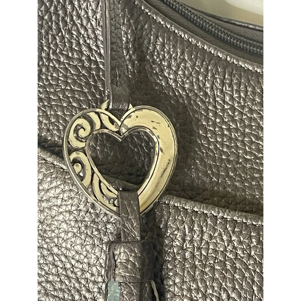 Brighton Barbados  Pebbled Leather Hobo Shoulder Handbag Braided Strap